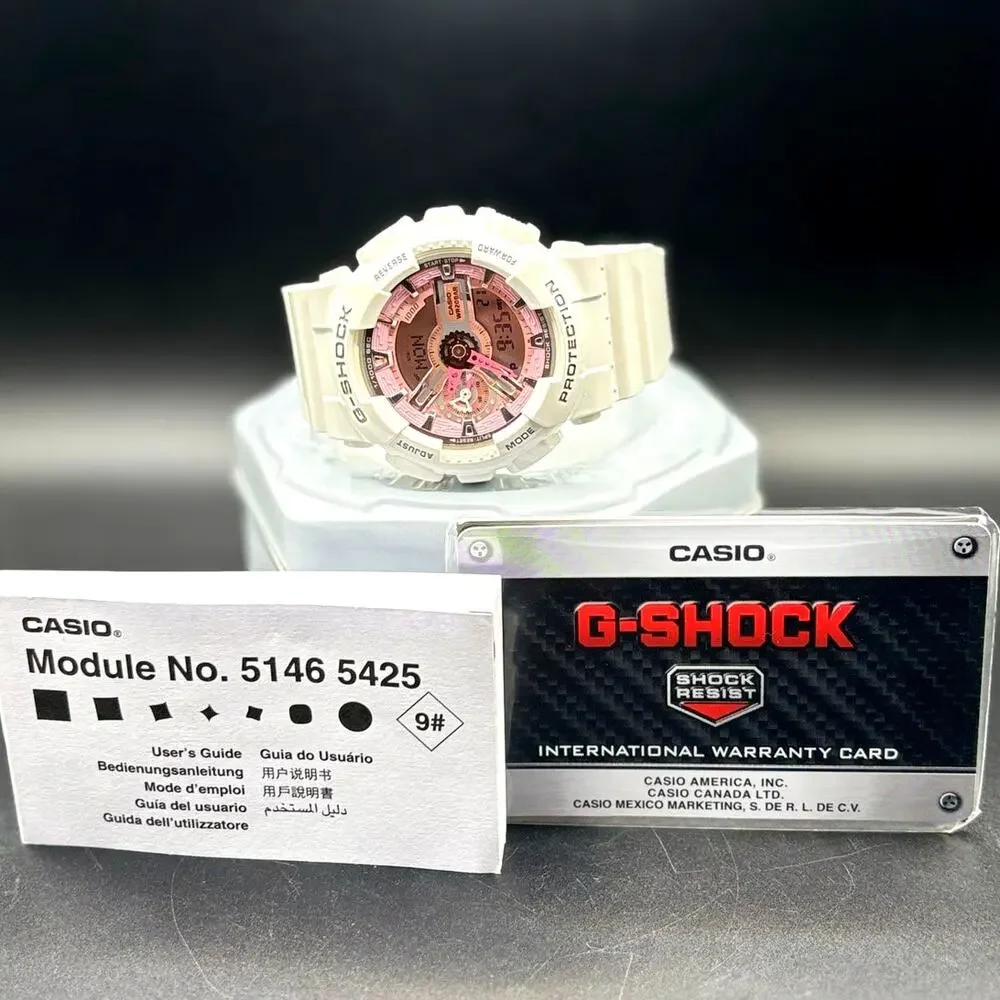 Casio G-Shock GMA-S110MP-7A S-Series White Pink Analog Digital Watch